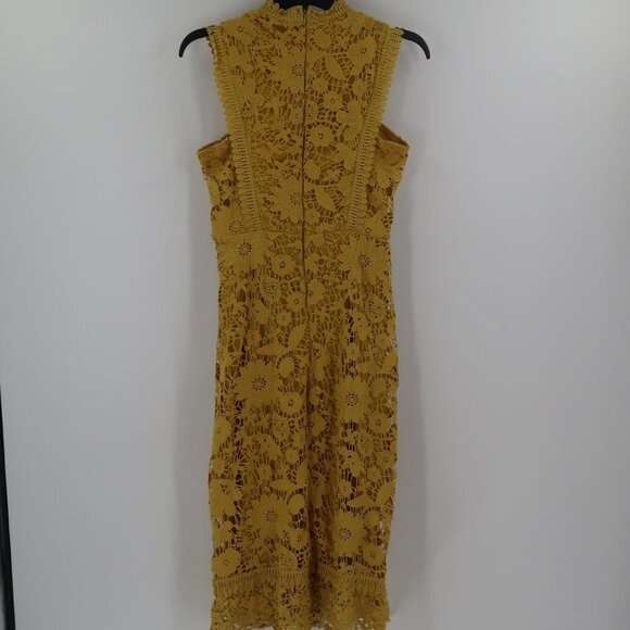 boohoo Women's Mustard Yellow Lace Style Dress Size 2 - Picture 7 of 7